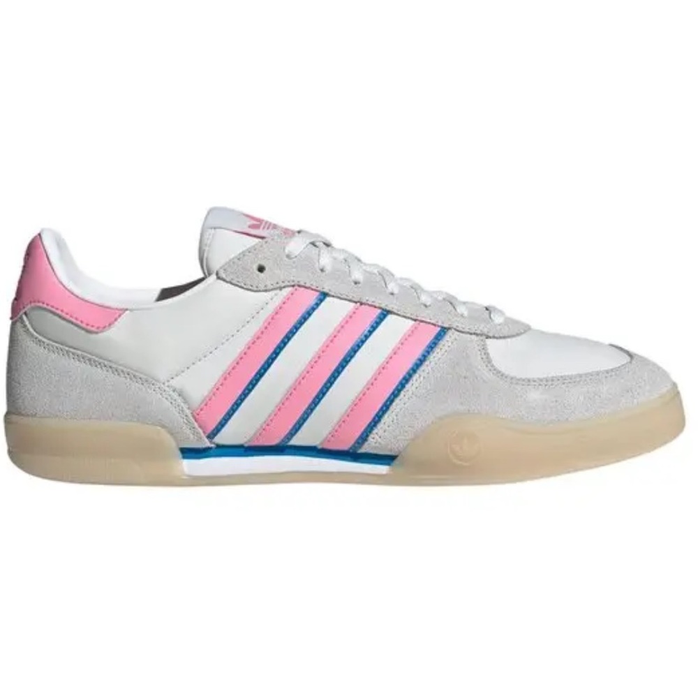 Adidas Women's White, Pink, and Blue Sneakers